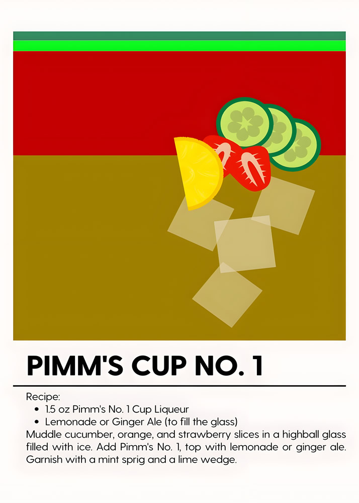 Alternative view of PIMMS MINIMALIST COCKTAIL RECIPE POSTER