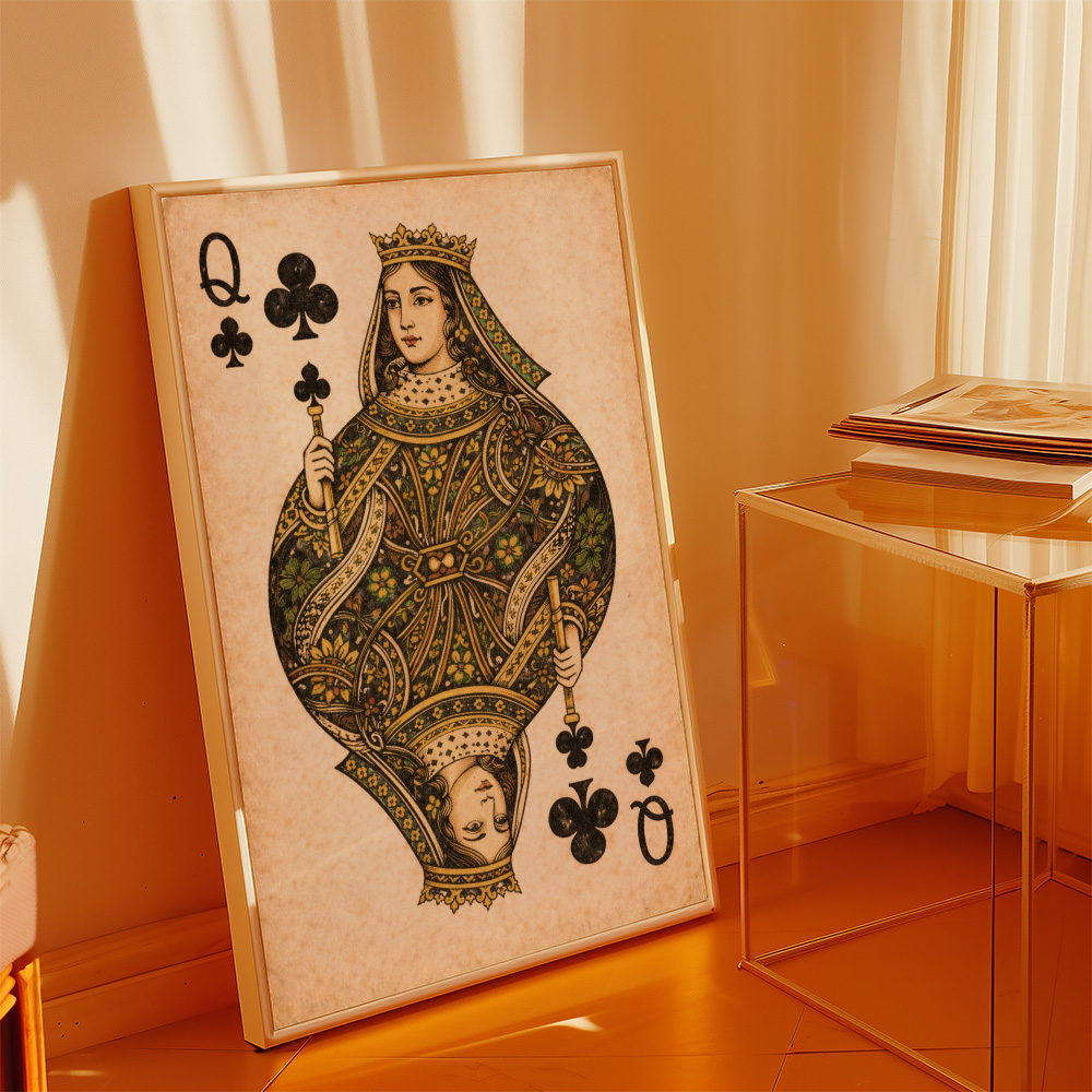 Alternative view of QUEEN OF CLUBS VINTAGE PLAYING CARD POSTER