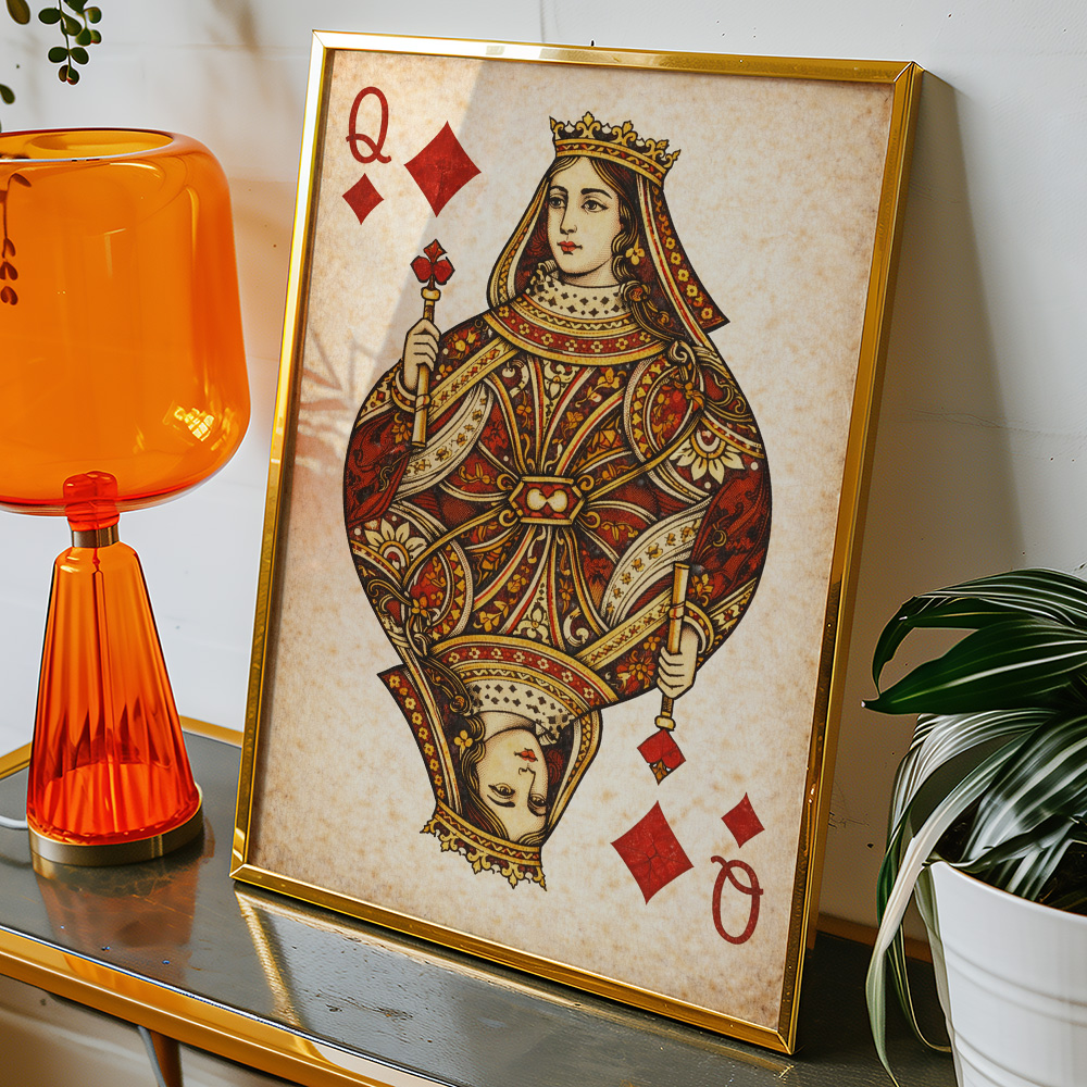 QUEEN OF DIAMONDS VINTAGE PLAYING CARD POSTER