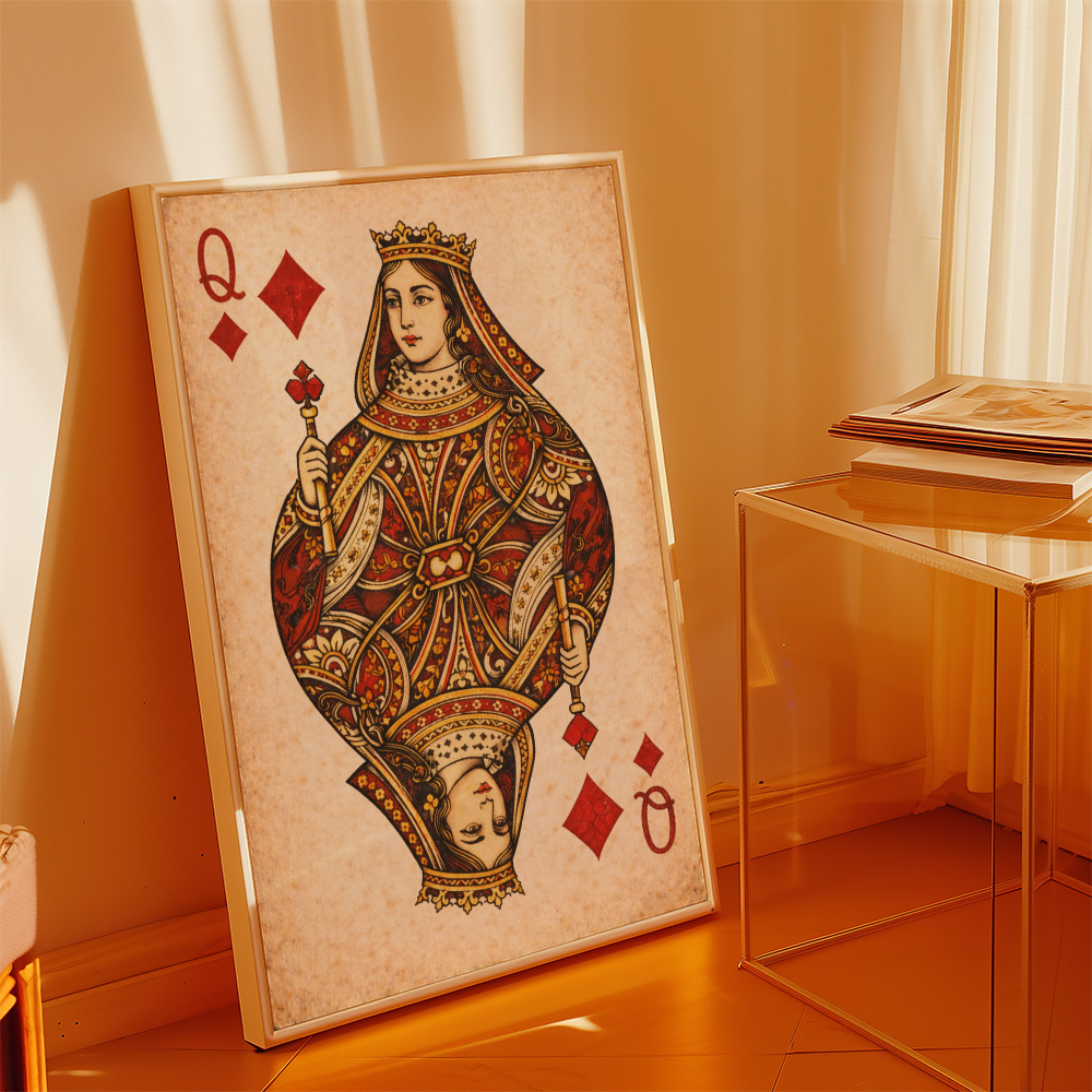 Alternative view of QUEEN OF DIAMONDS VINTAGE PLAYING CARD POSTER