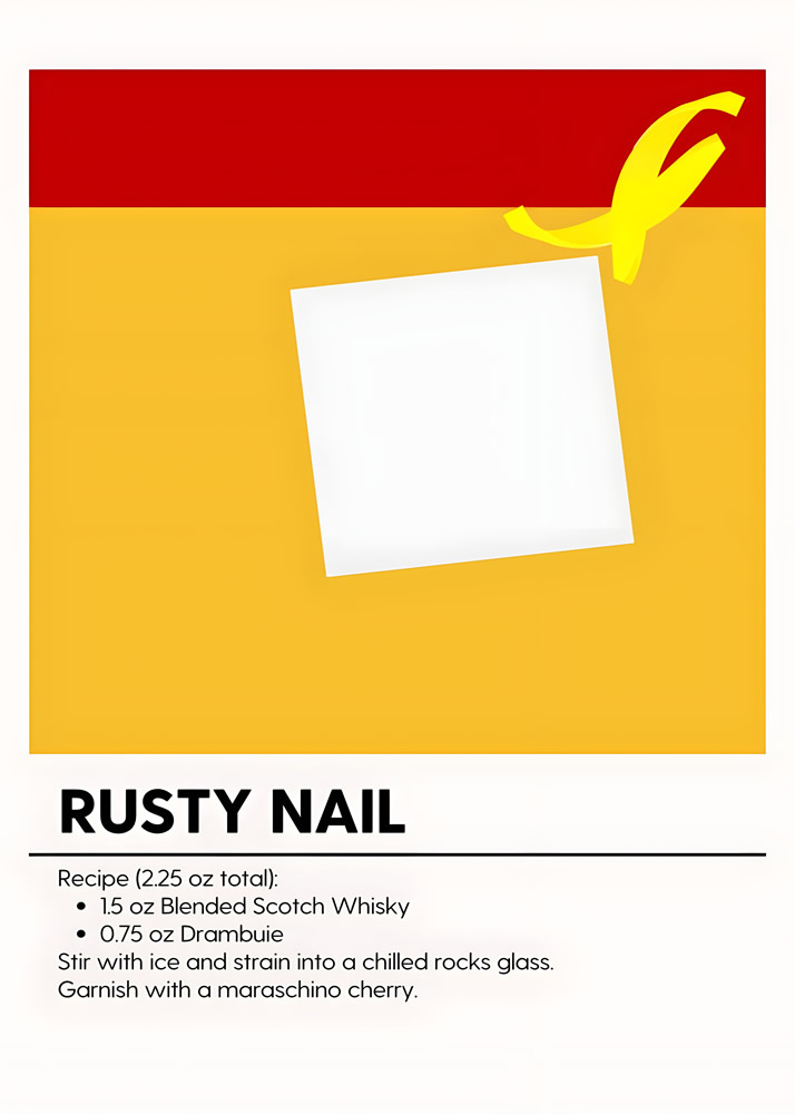 Alternative view of RUSTY NAIL MINIMALIST COCKTAIL RECIPE POSTER