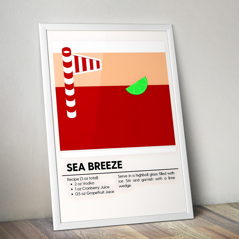 SEABREEZE MINIMALIST COCKTAIL RECIPE POSTER