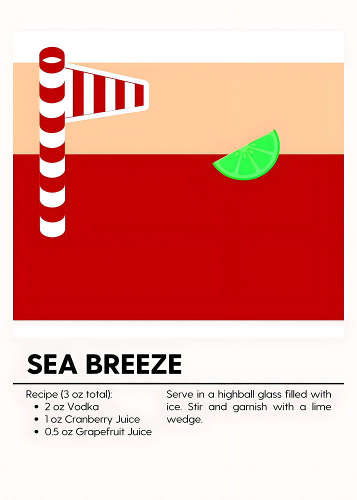 Alternative view of SEABREEZE MINIMALIST COCKTAIL RECIPE POSTER