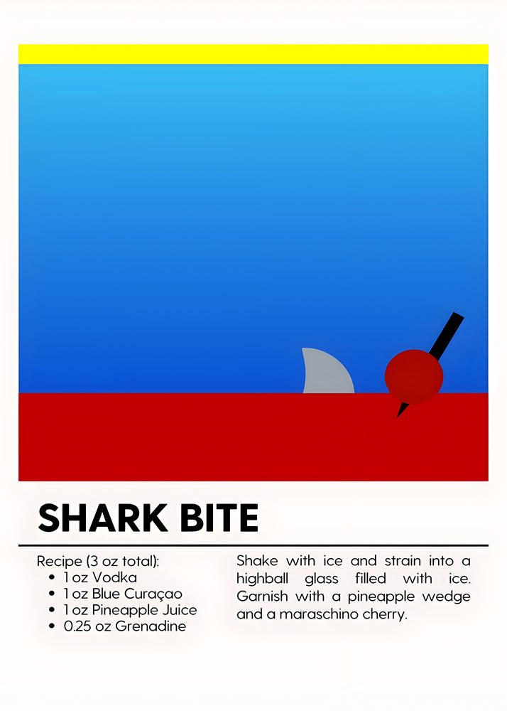 Alternative view of SHARK BITE MINIMALIST COCKTAIL RECIPE POSTER