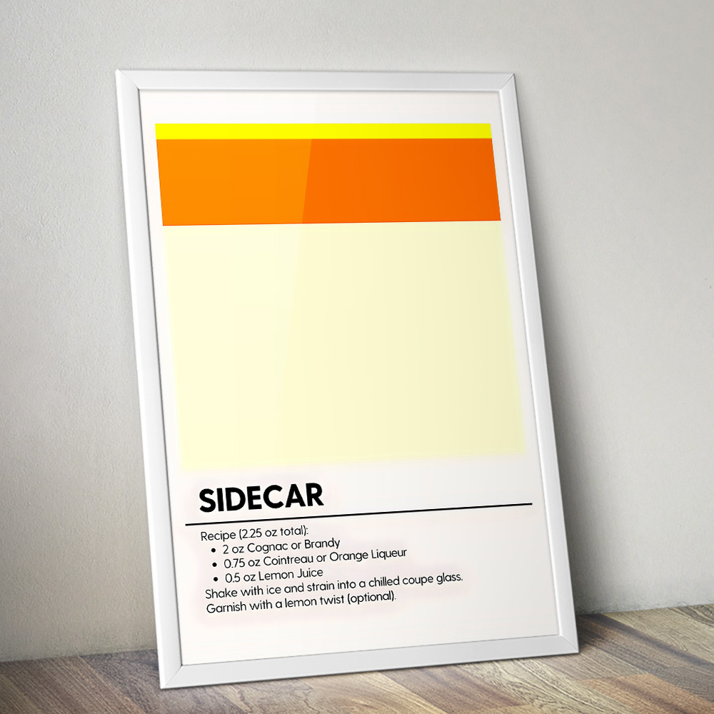 SIDECAR MINIMALIST COCKTAIL RECIPE POSTER