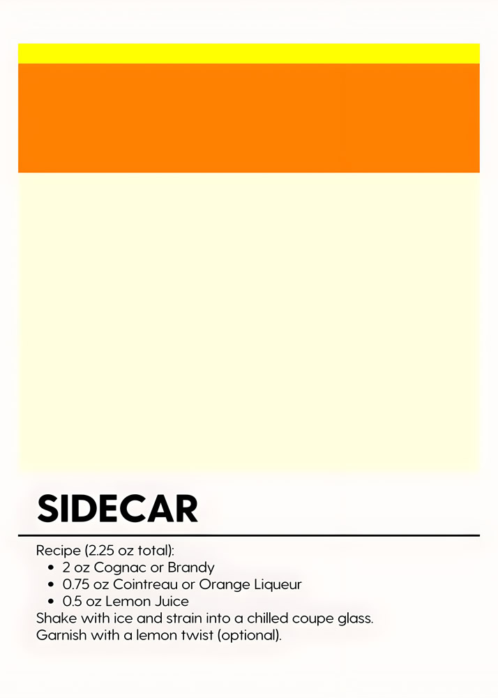 Alternative view of SIDECAR MINIMALIST COCKTAIL RECIPE POSTER