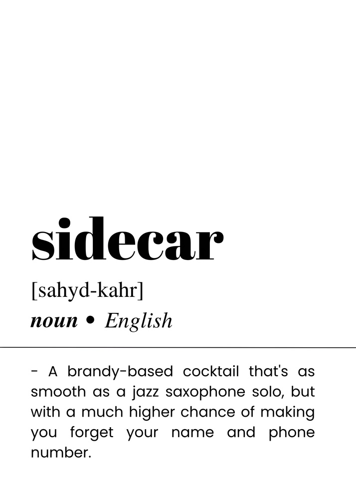 Alternative view of SIDECAR BAR AND DRINKS DICTIONARY POSTER