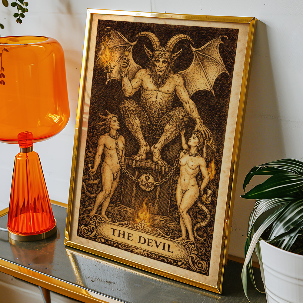 THE DEVIL VINTAGE TAROT CARD POSTER