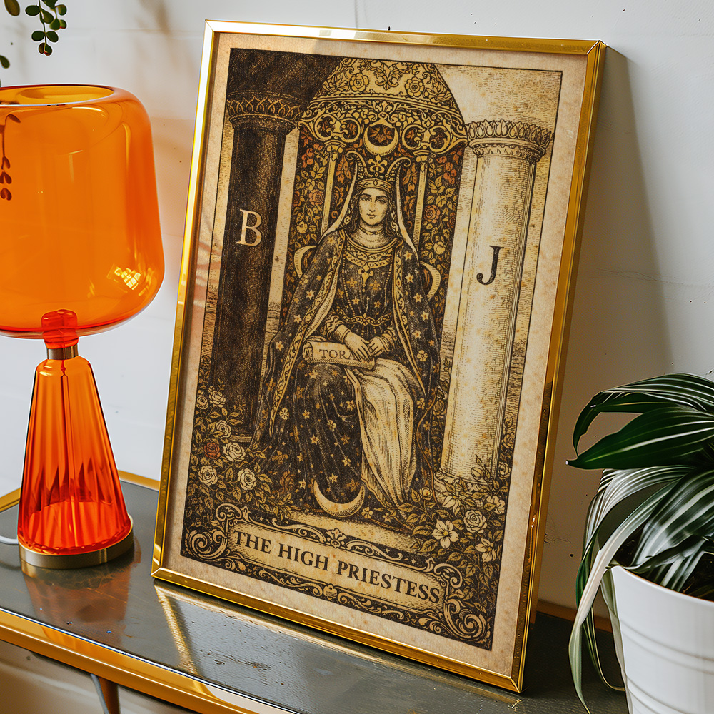 THE HIGH PRIESTESS VINTAGE TAROT CARD POSTER