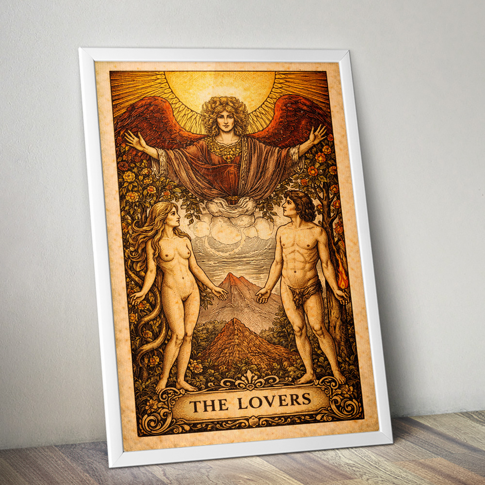 Alternative view of THE LOVERS VINTAGE TAROT CARD POSTER