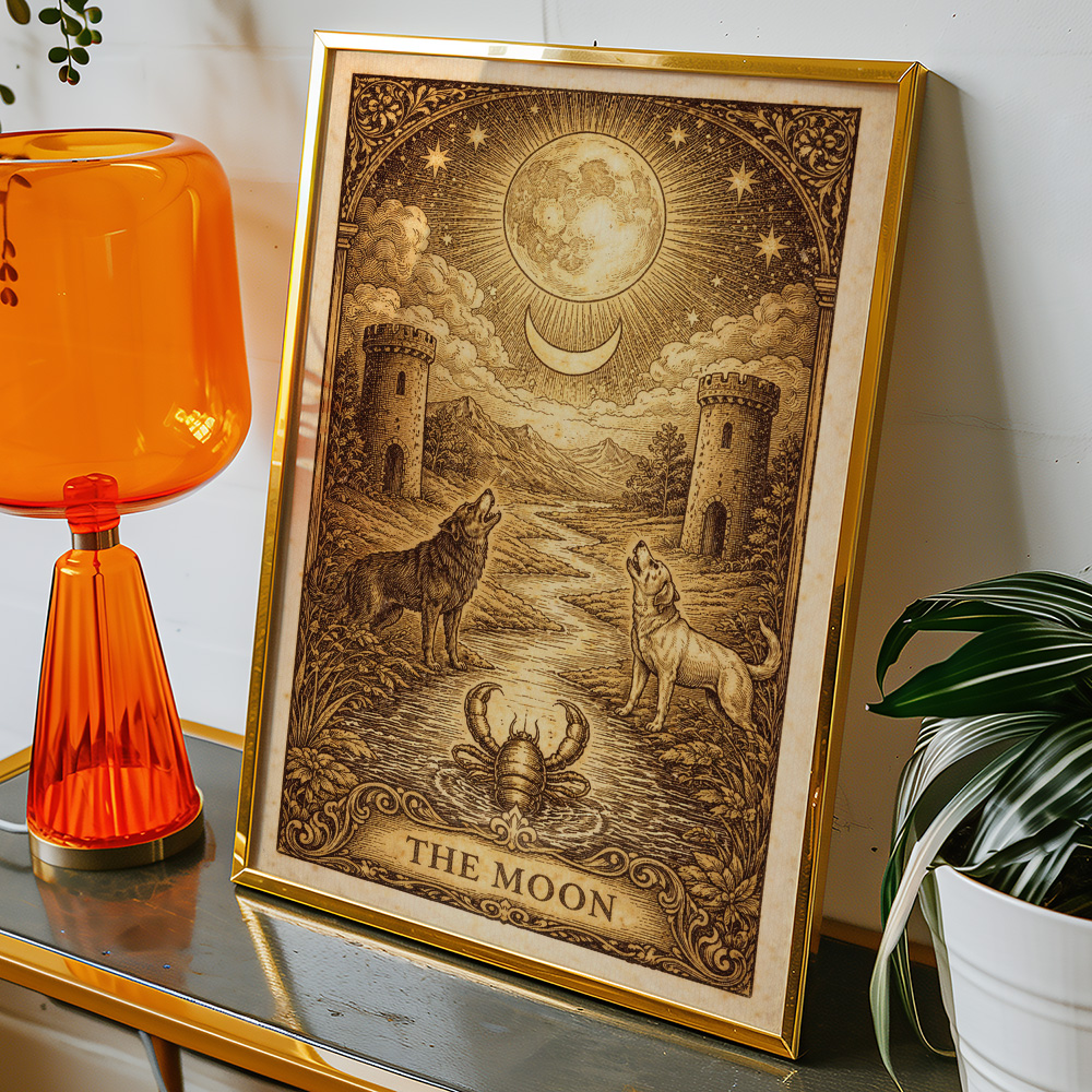 THE MOON VINTAGE TAROT CARD POSTER