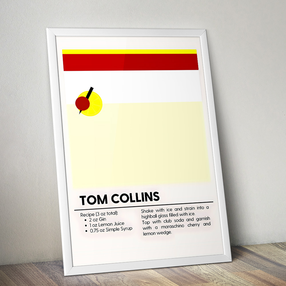 TOM COLLINS MINIMALIST COCKTAIL RECIPE POSTER