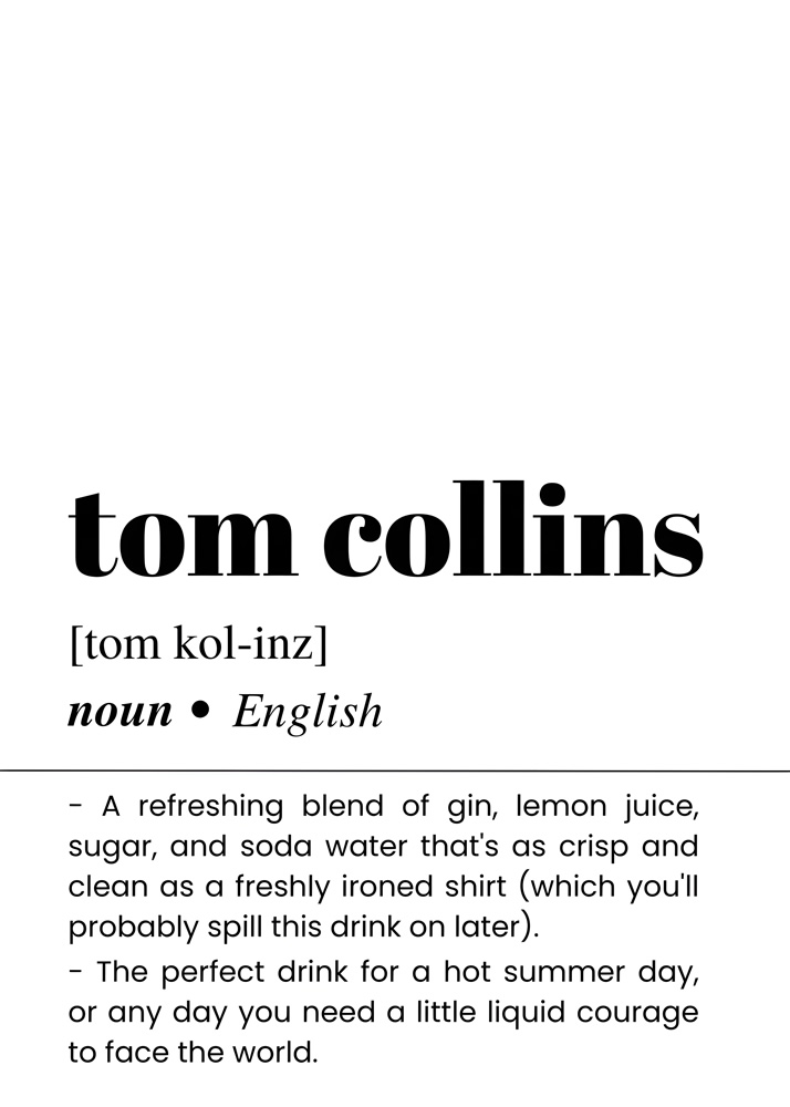 Alternative view of TOM COLLINS BAR AND DRINKS DICTIONARY POSTER