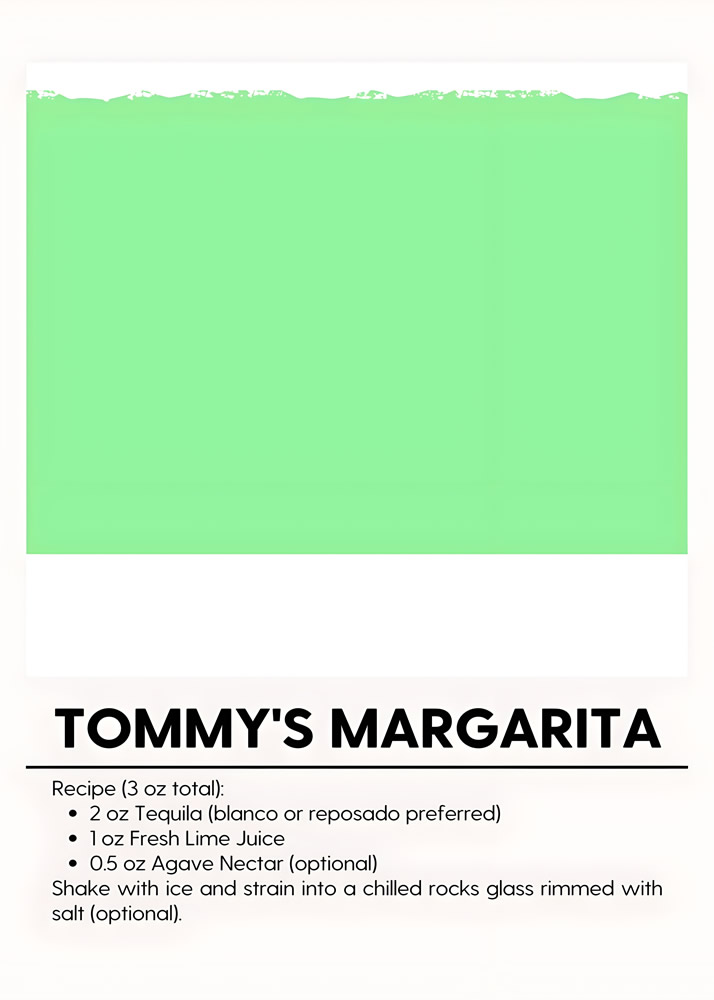 Alternative view of TOMMY'S MARGARITA MINIMALIST COCKTAIL RECIPE POSTER