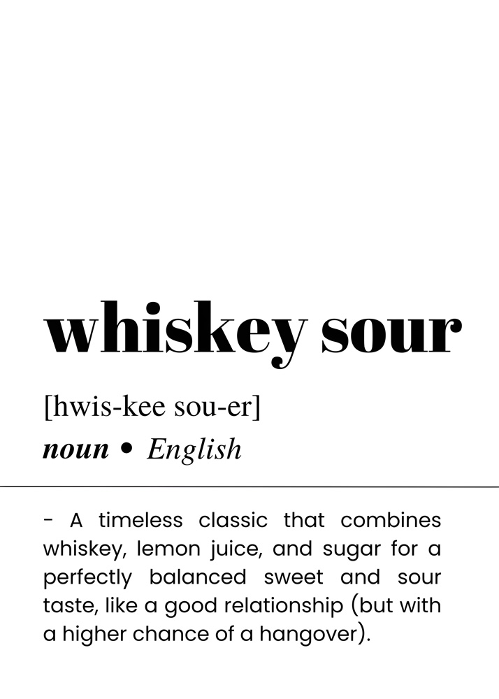 Alternative view of WHISKEY SOUR BAR AND DRINKS DICTIONARY POSTER
