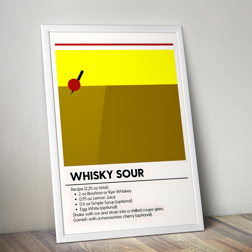 WHISKY SOUR MINIMALIST COCKTAIL RECIPE POSTER