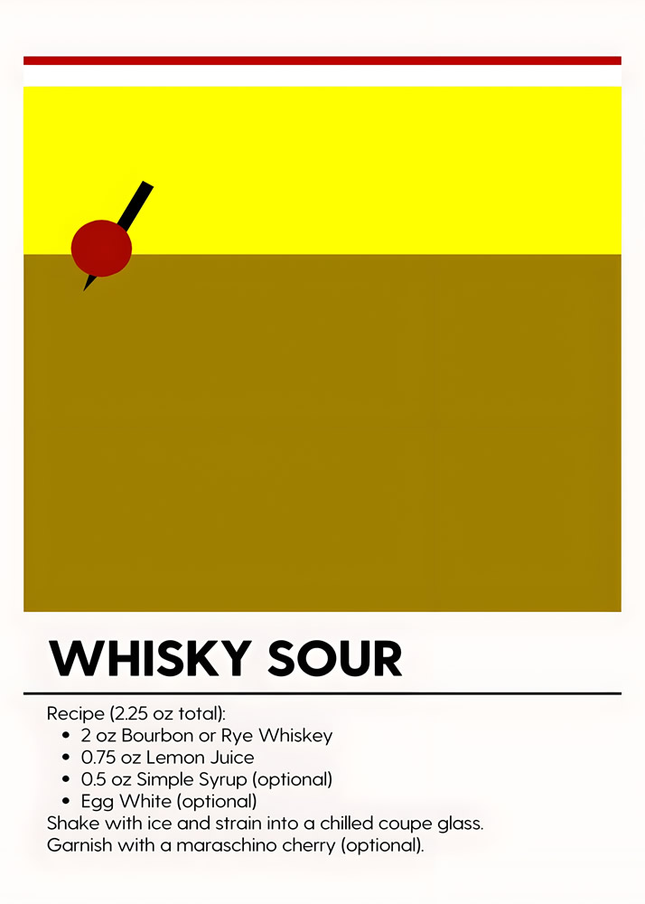 Alternative view of WHISKY SOUR MINIMALIST COCKTAIL RECIPE POSTER