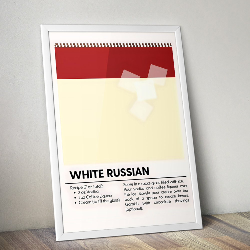 WHITE RUSSIAN MINIMALIST COCKTAIL RECIPE POSTER