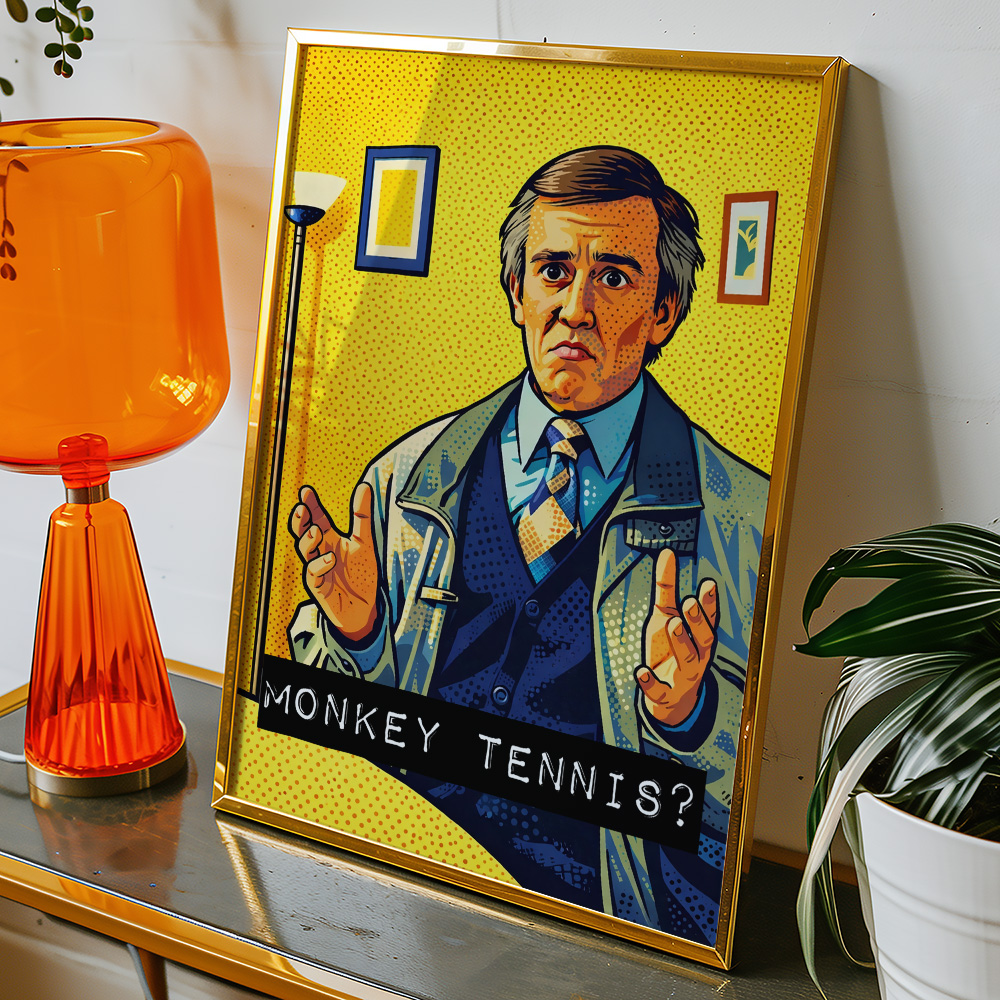 ALAN PARTRIDGE MONKEY TENNIS MAXIMALIST POP ART STYLE POSTER