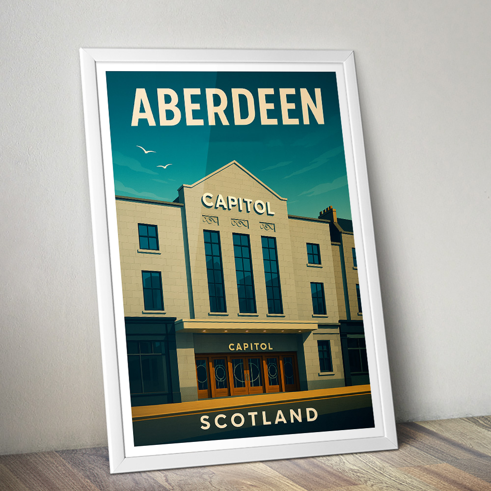 ABERDEEN CAPITOL CINEMA MINIMALIST TRAVEL POSTER