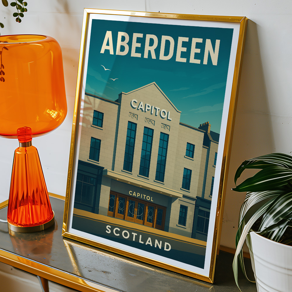 Alternative view of ABERDEEN CAPITOL CINEMA MINIMALIST TRAVEL POSTER