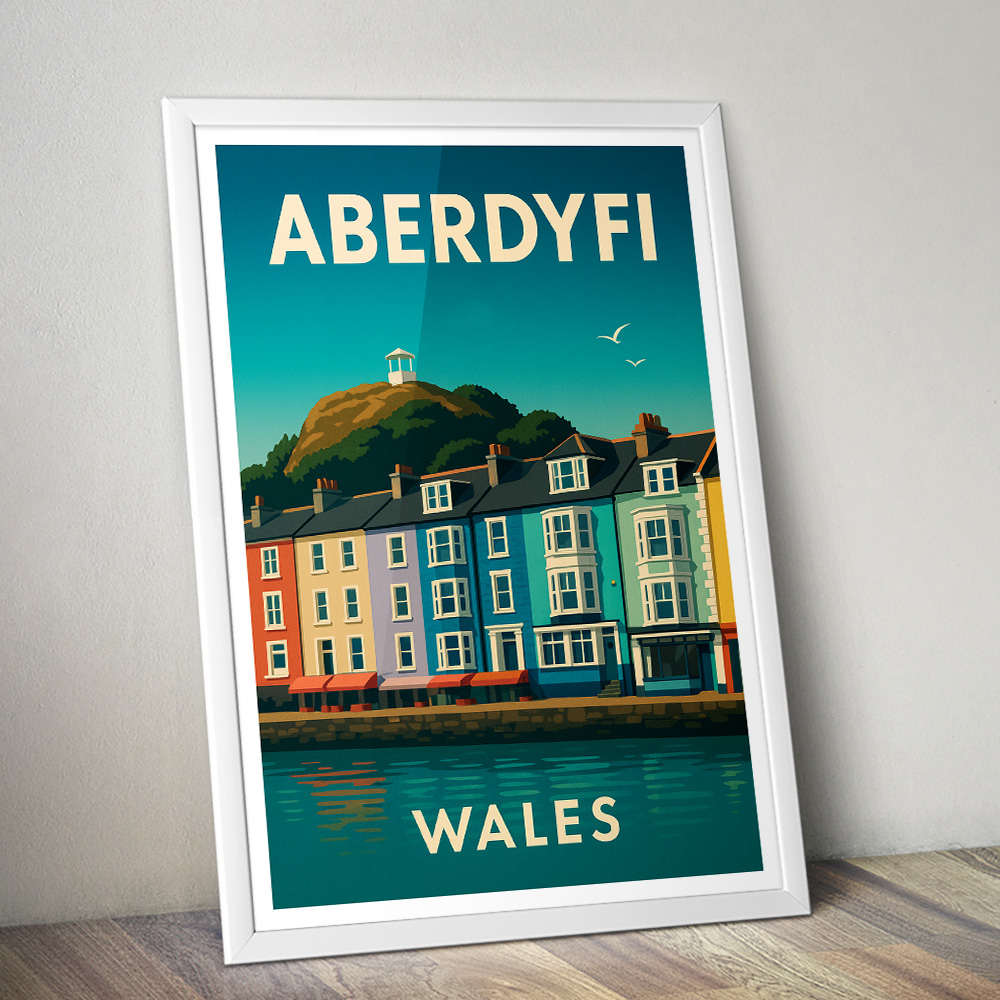 ABERDYFI HARBOUR WALES MINIMALIST TRAVEL POSTER
