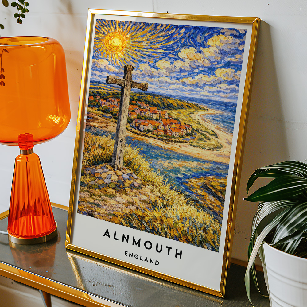 Alternative view of ALNMOUTH ESTUARY VAN GOGH STYLE TRAVEL POSTER NORTH EAST