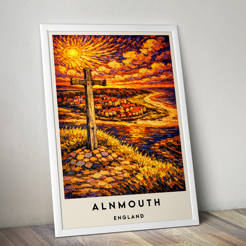ALNMOUTH ESTUARY AT SUNSET VAN GOGH STYLE TRAVEL POSTER NORTH EAST