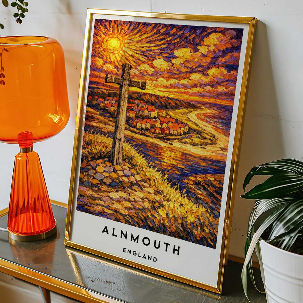 Alternative view of ALNMOUTH ESTUARY AT SUNSET VAN GOGH STYLE TRAVEL POSTER NORTH EAST