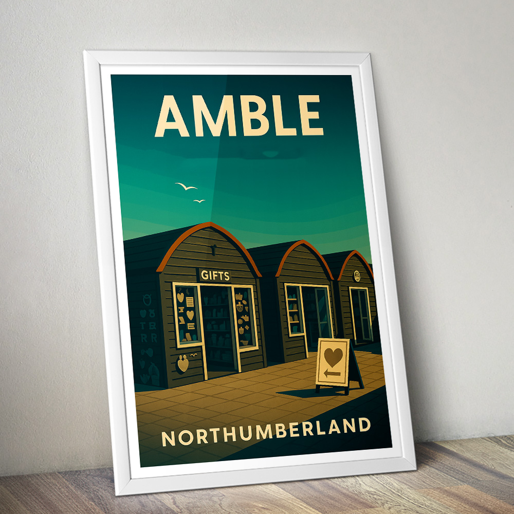 AMBLE HARBOUR VILLAGE MINIMALIST TRAVEL POSTER NORTH EAST