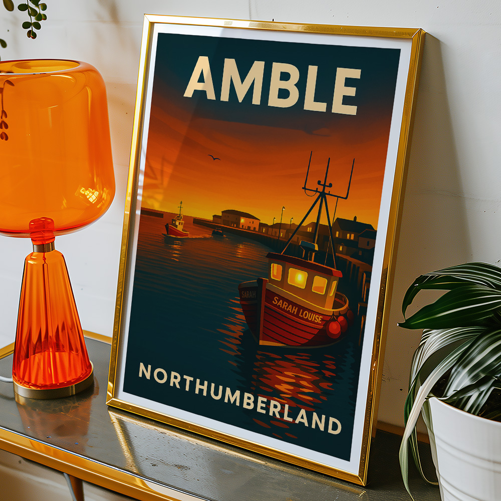 Alternative view of AMBLE HARBOUR AT SUNSET MINIMALIST TRAVEL POSTER NORTH EAST