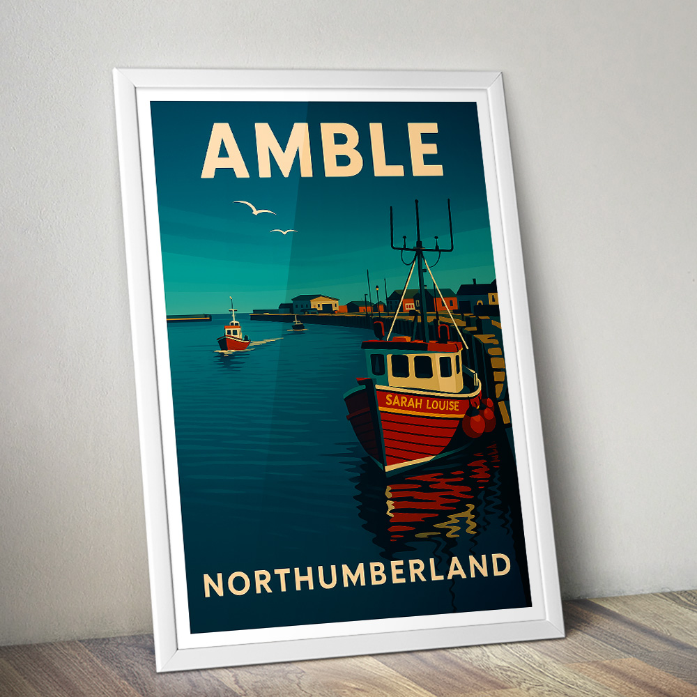 AMBLE HARBOUT MINIMALIST TRAVEL POSTER NORTH EAST