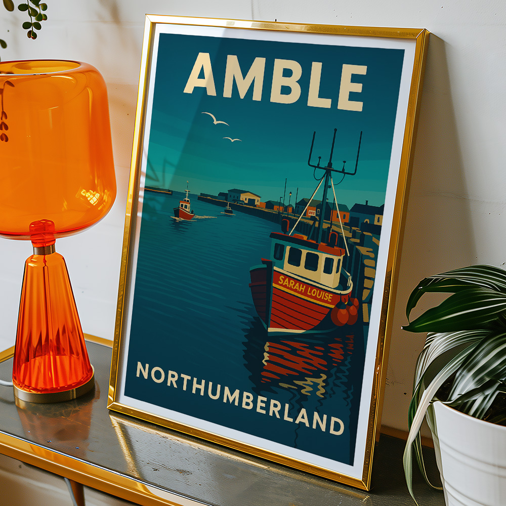 Alternative view of AMBLE HARBOUT MINIMALIST TRAVEL POSTER NORTH EAST