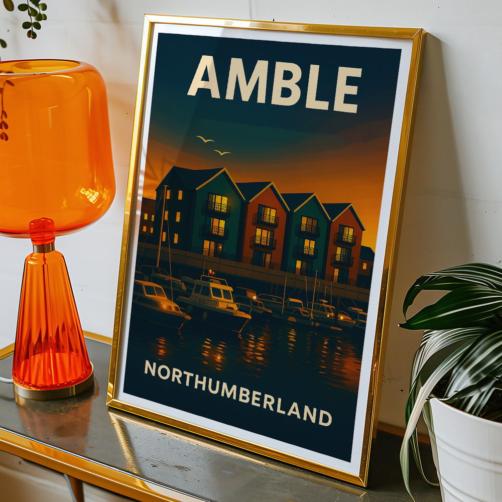 Alternative view of AMBLE MARINA AT TWILIGHT MINIMALIST TRAVEL POSTER NORTH EAST