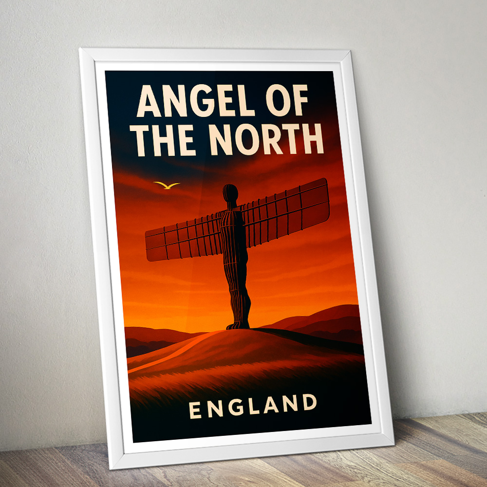ANGEL OF THE NORTH AT SUNSET MINIMALIST TRAVEL POSTER NORTH EAST
