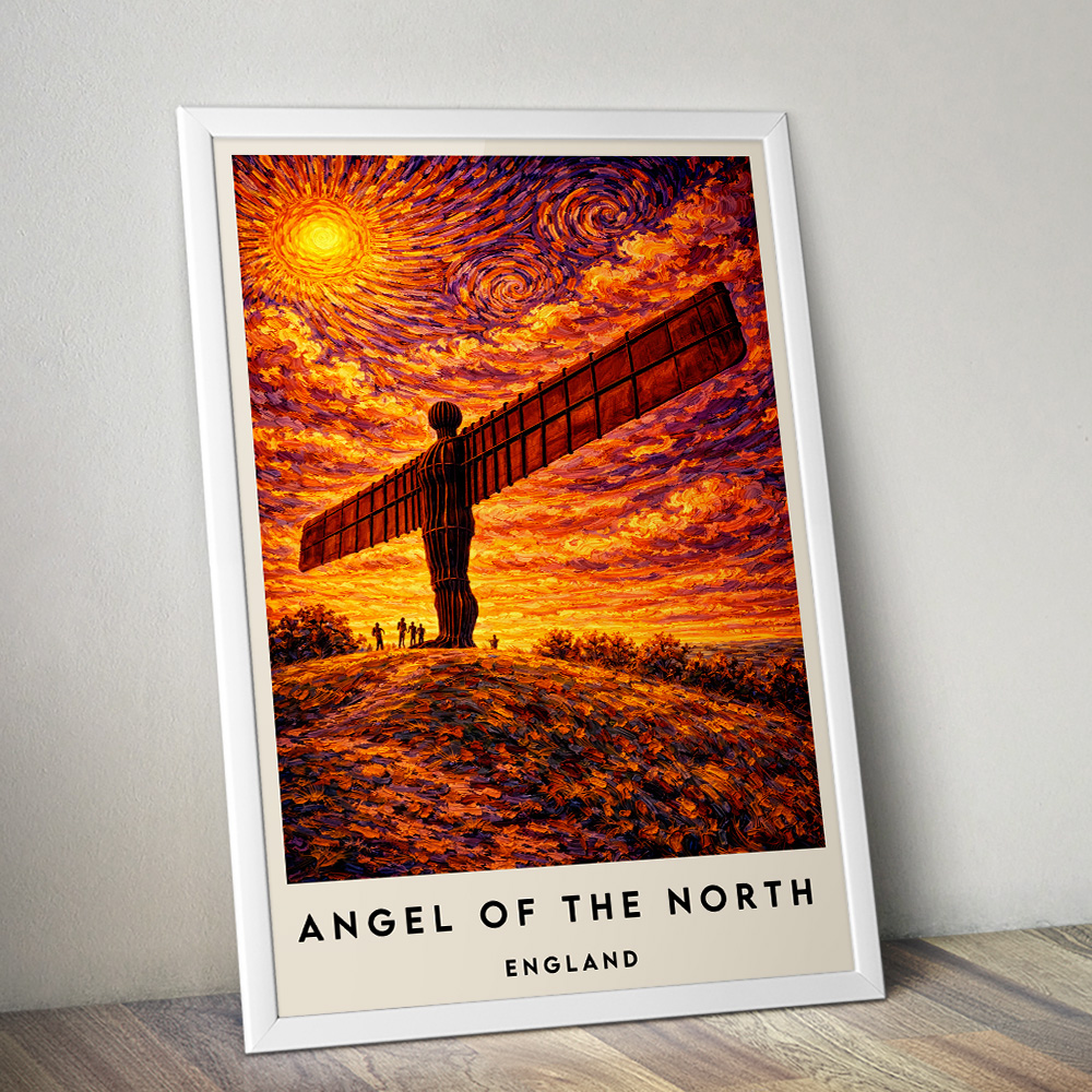 ANGEL OF THE NORTH AT SUNSET VAN GOGH STYLE TRAVEL POSTER NORTH EAST