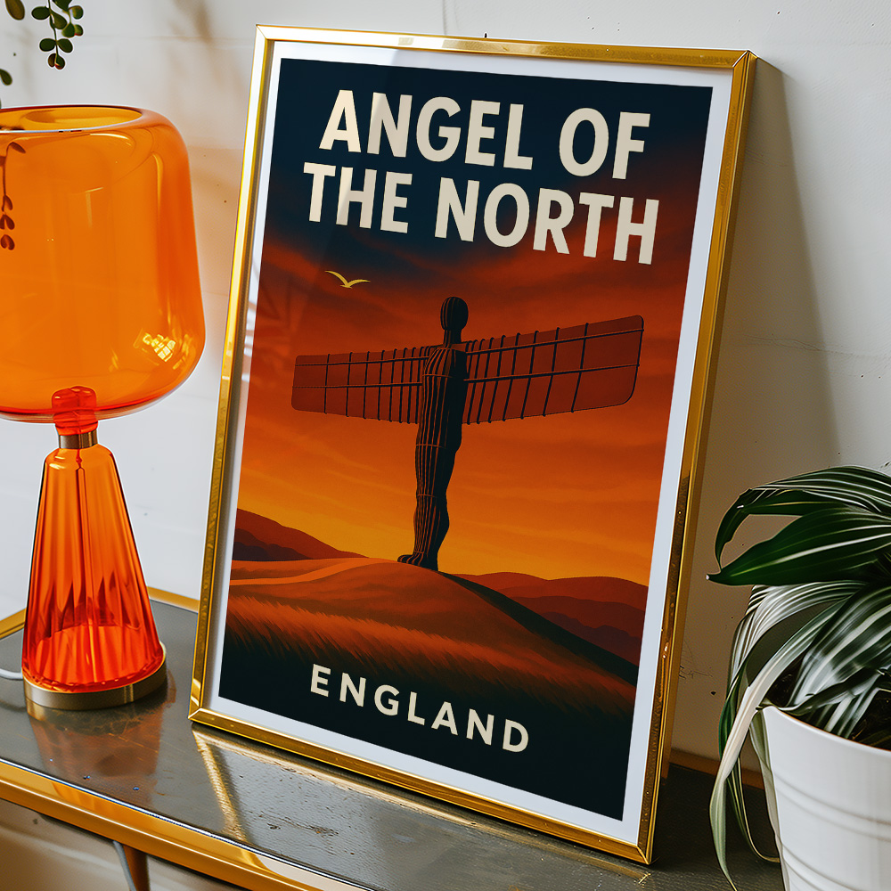 Alternative view of ANGEL OF THE NORTH AT SUNSET MINIMALIST TRAVEL POSTER NORTH EAST