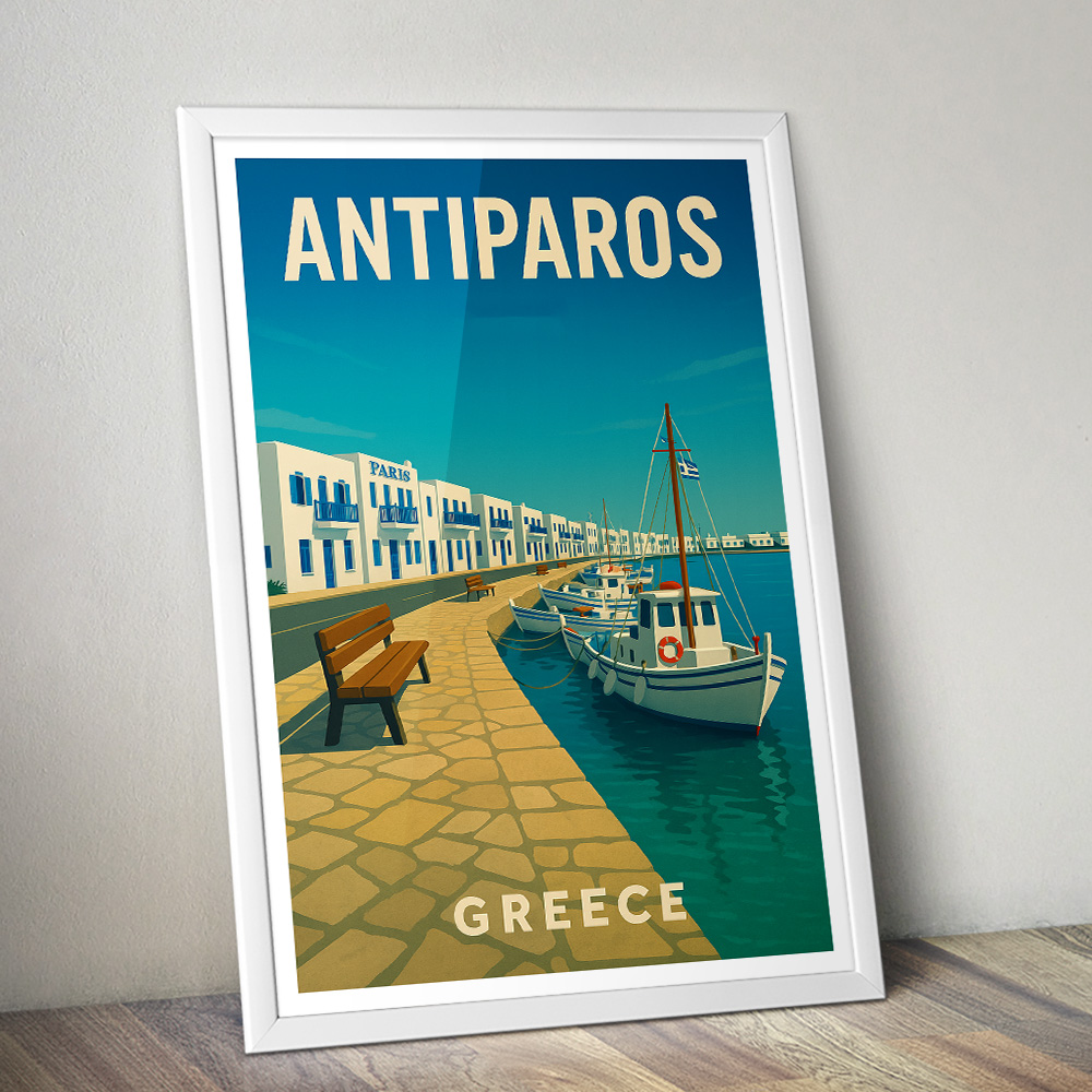 ANTIPAROS HARBOUR MINIMALIST TRAVEL POSTER