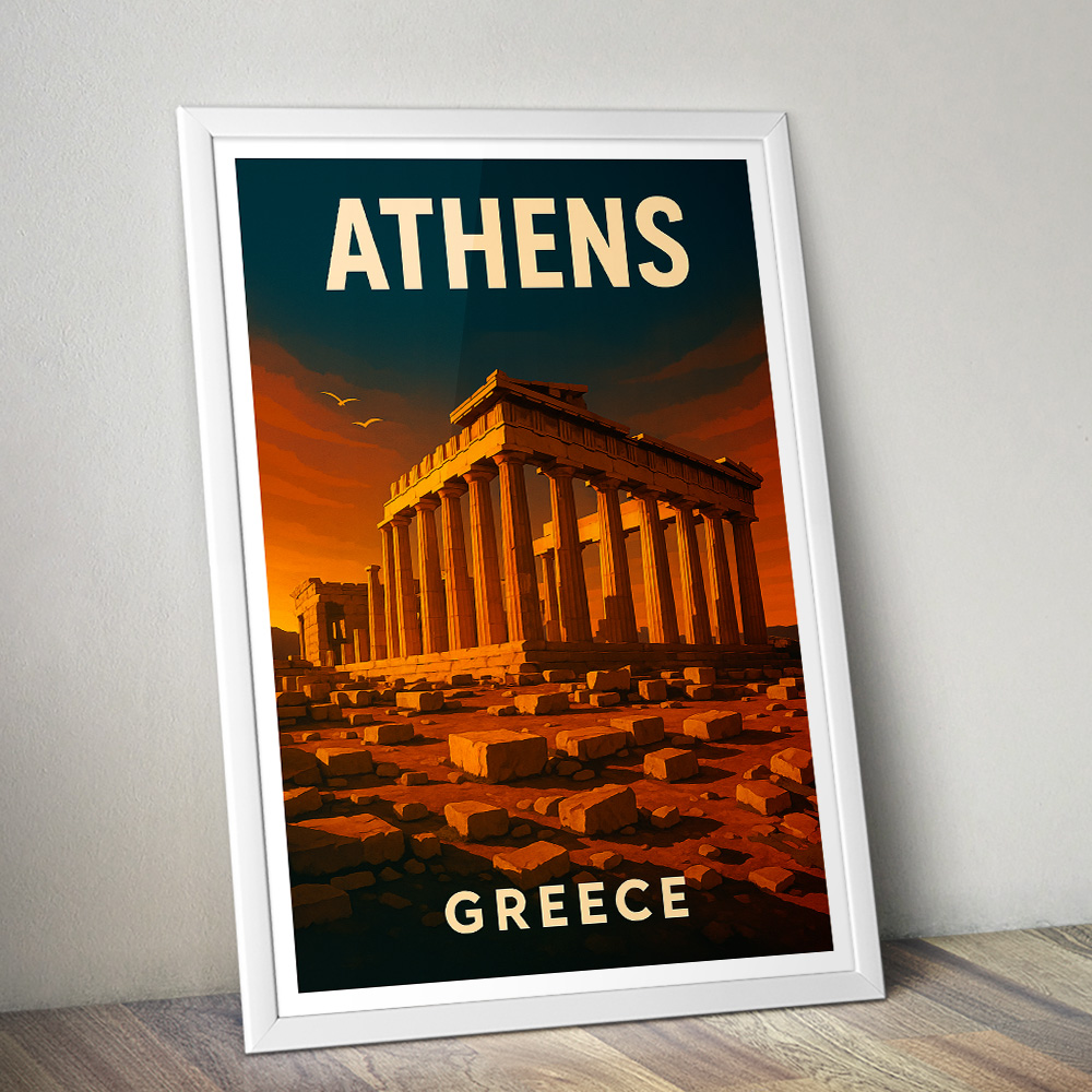 ATHENS PARTHENON AT SUNSET MINIMALIST TRAVEL POSTER