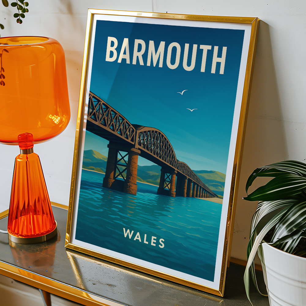 Alternative view of BARMOUTH BRIDGE WALES MINIMALIST TRAVEL POSTER
