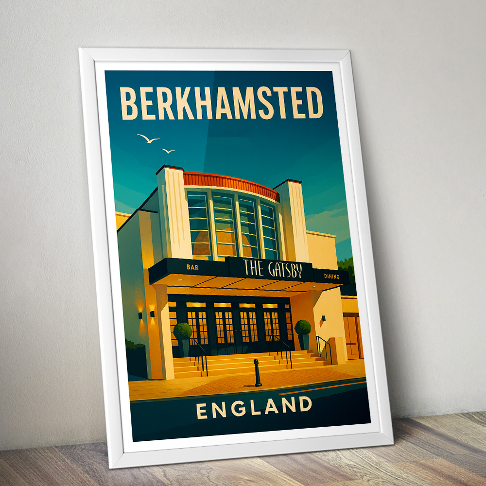 BERKHAMSTED THE GATSBY CINEMA MINIMALIST TRAVEL POSTER