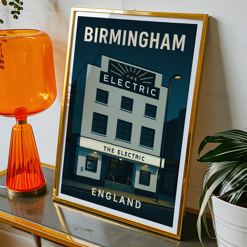Alternative view of BIRMINGHAM ELECTRIC CINEMA AT NIGHT MINIMALIST TRAVEL POSTER
