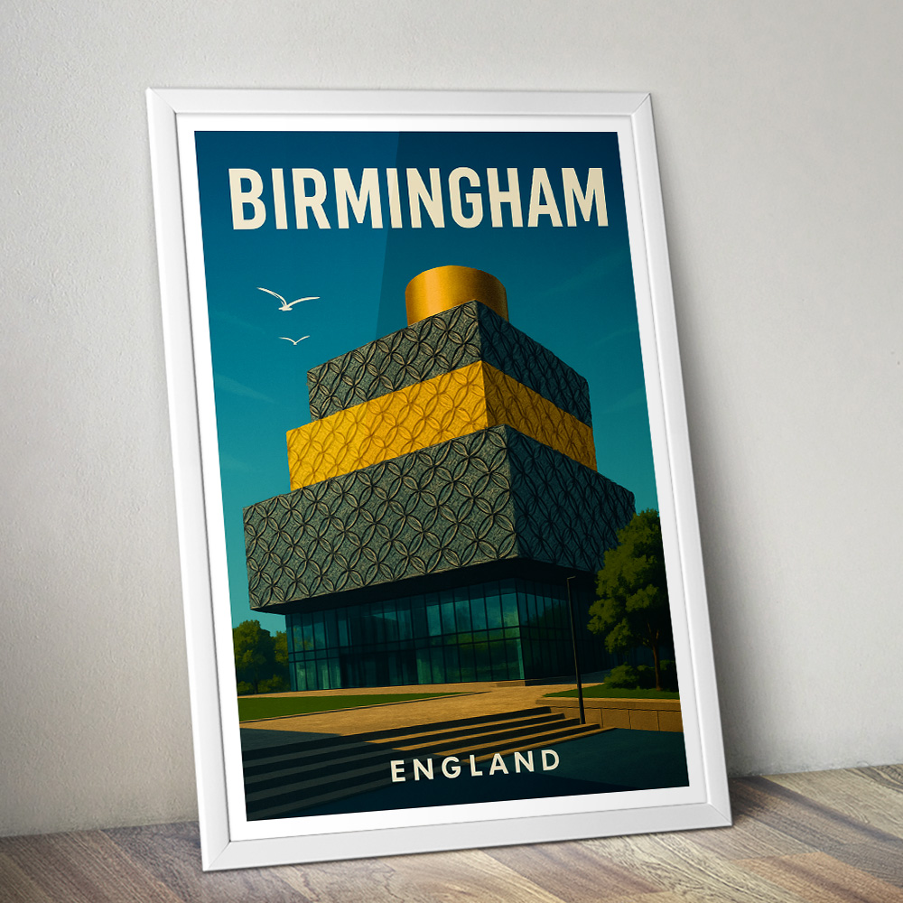 BIRMINGHAM LIBRARY MINIMALIST TRAVEL POSTER