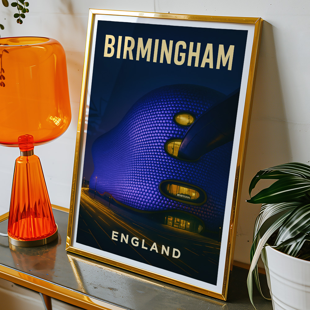 Alternative view of BIRMINGHAM SELFRIDGES BUILDING AT NIGHT MINIMALIST TRAVEL POSTER