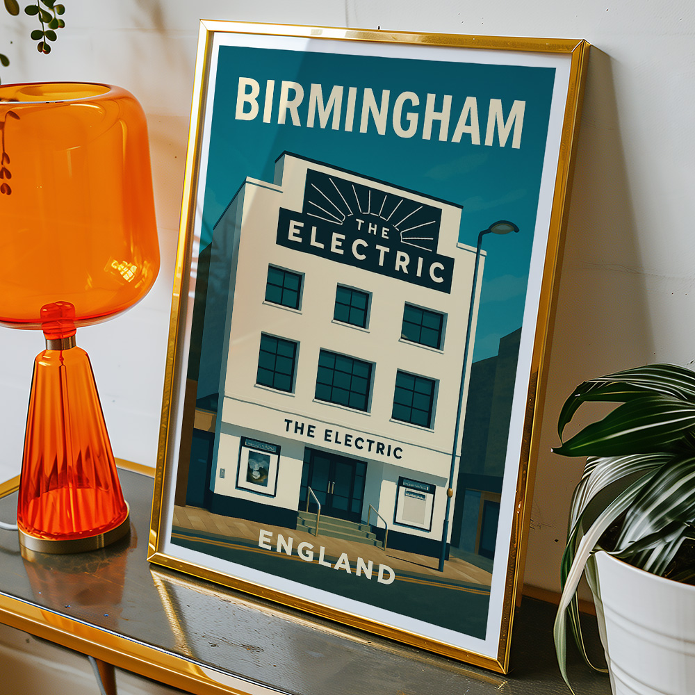 Alternative view of BIRMINGHAM THE ELECTRIC CINEMA MINIMALIST TRAVEL POSTER