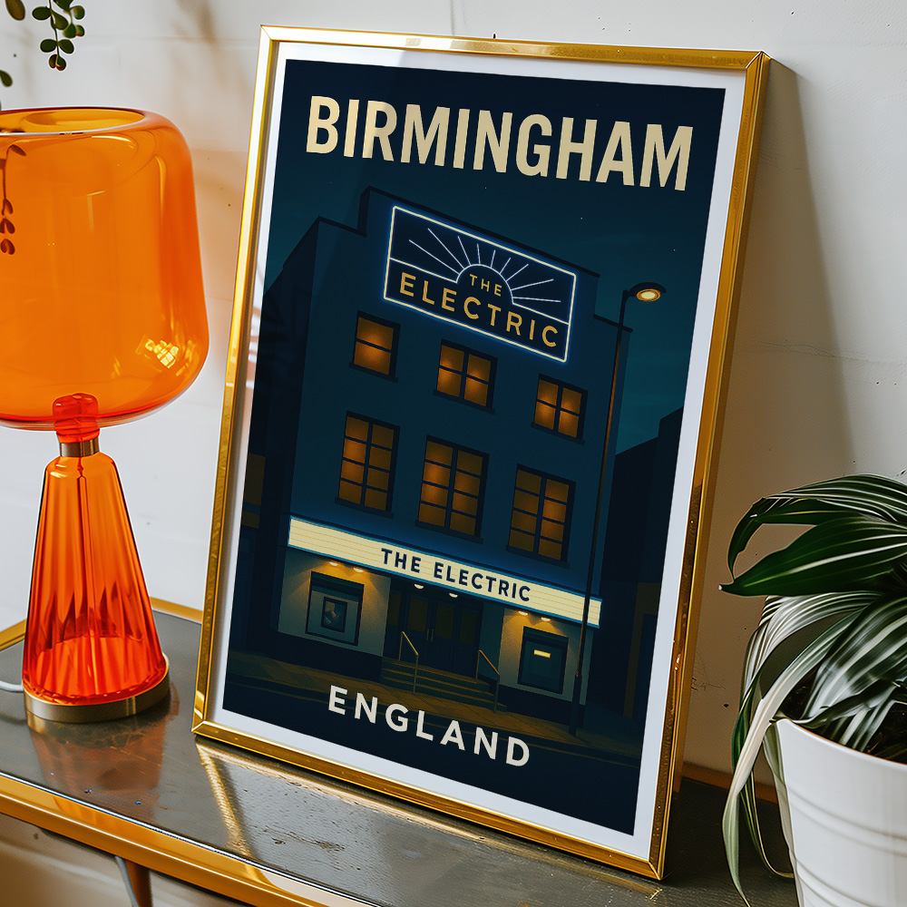 Alternative view of BIRMINGHAM THE ELECTRIC AT NIGHT MINIMALIST TRAVEL POSTER