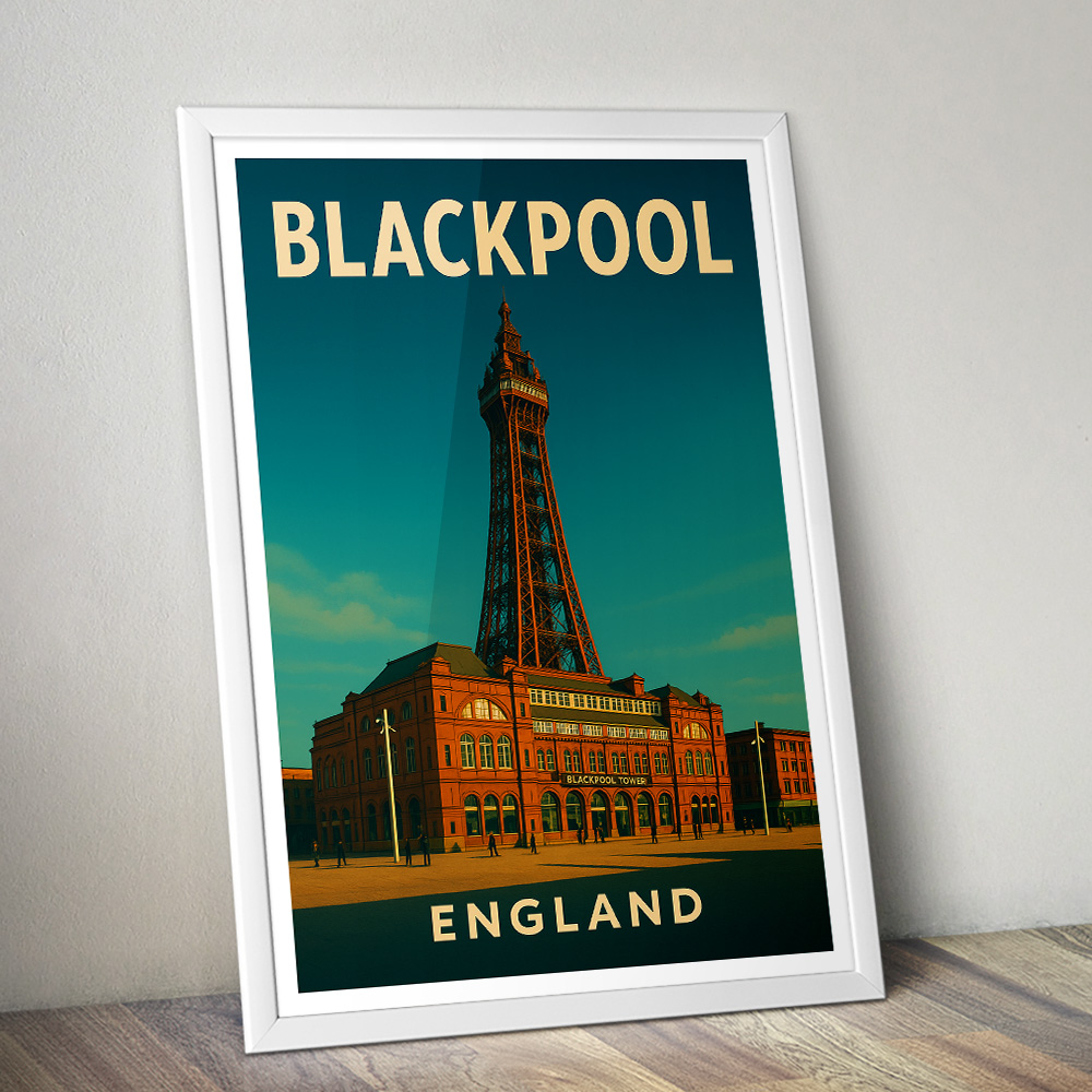 BLACKPOOL TOWER MINIMALIST TRAVEL POSTER NORTH WEST