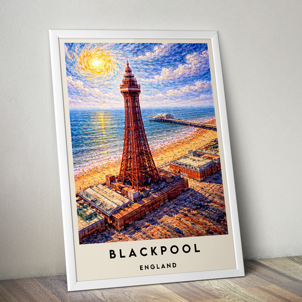 BLACKPOOL TOWER VAN GOGH STYLE TRAVEL POSTER NORTH WEST