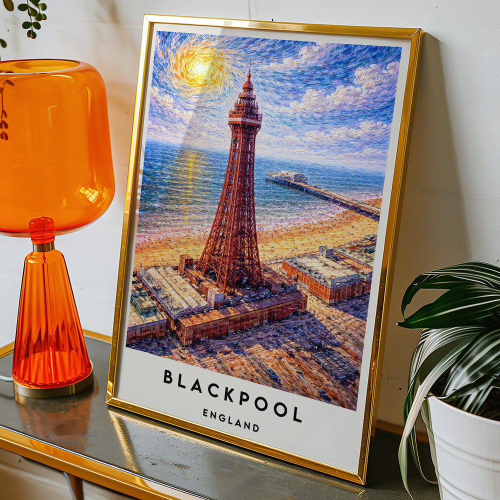 Alternative view of BLACKPOOL TOWER VAN GOGH STYLE TRAVEL POSTER NORTH WEST
