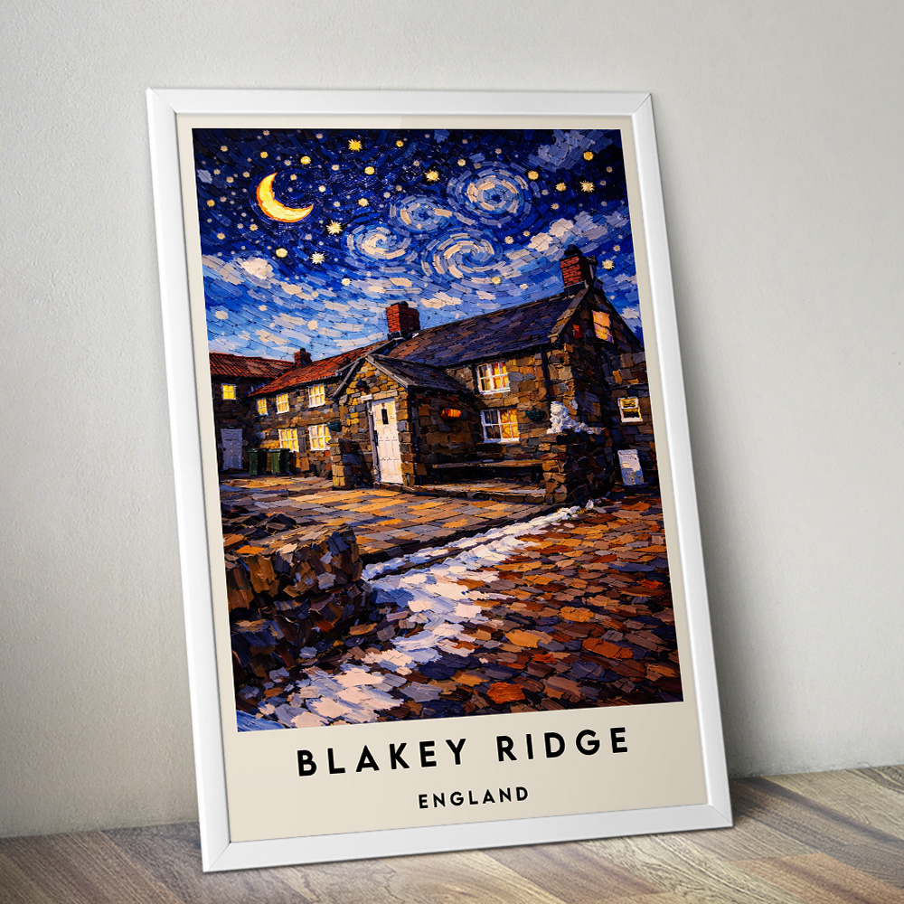 BLAKEY RIDGE LION INN PUB AT NIGHT VAN GOGH STYLE TRAVEL POSTER NORTH EAST